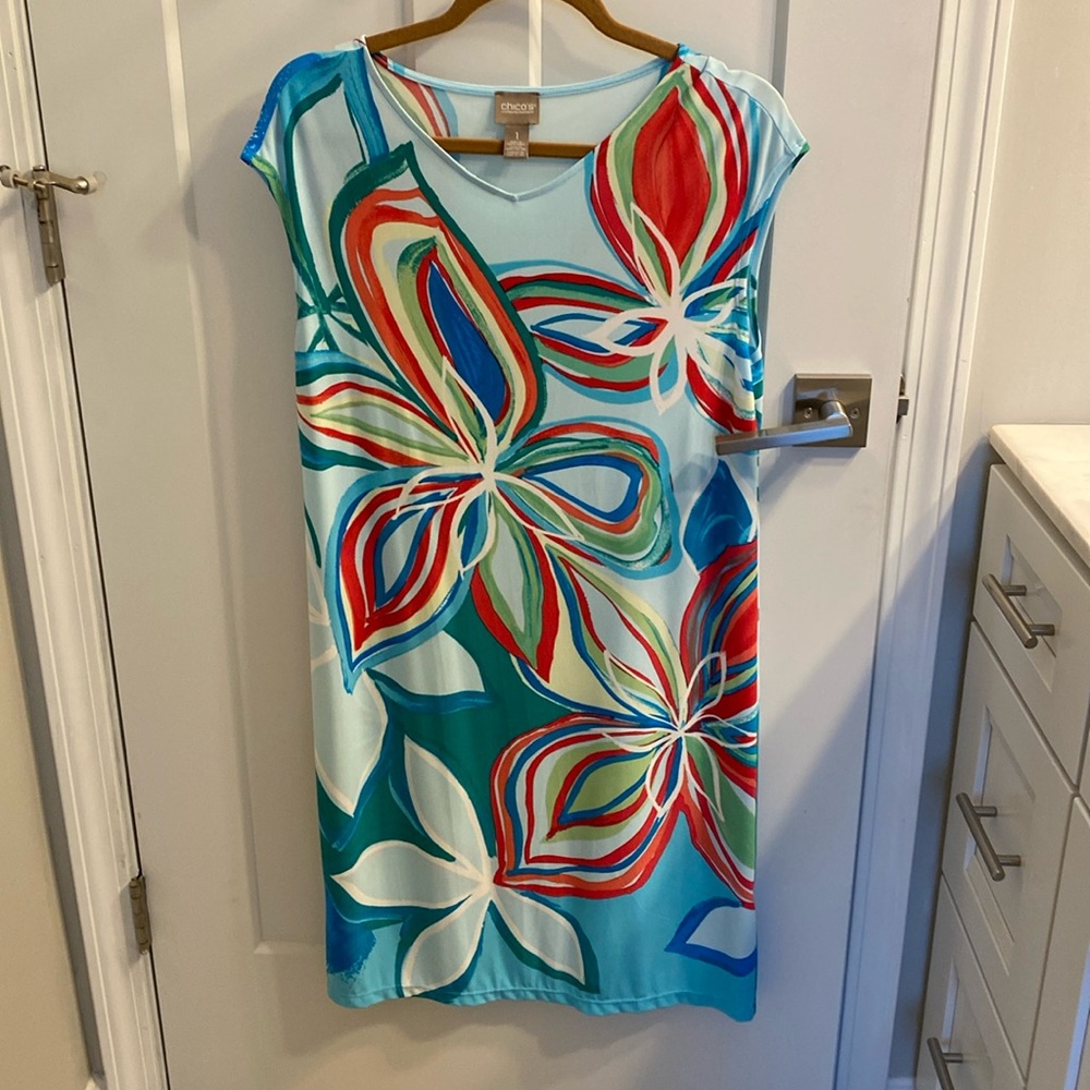 Tropical pattern sheath dress - size 1